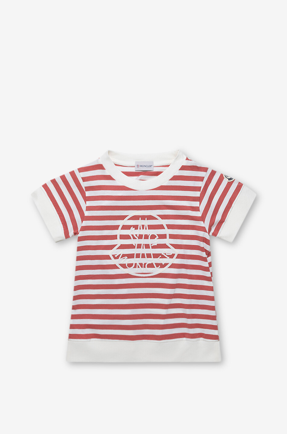 Logo embroidered girls' striped A-line T-shirt