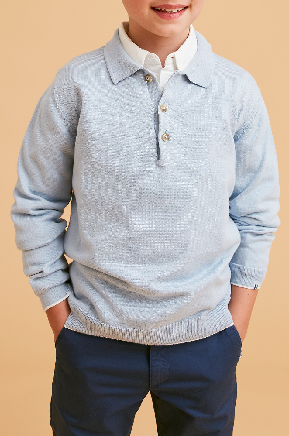 J&JOSH Pull polo en coton à coudières garçon Garçon BLEU CLAIR 3