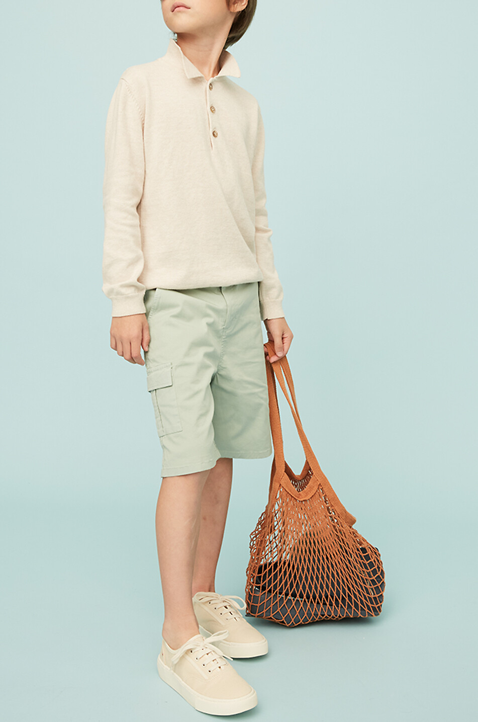 J&JOSH Pull polo en coton à manches longues garçon Garçon Beige clair 3