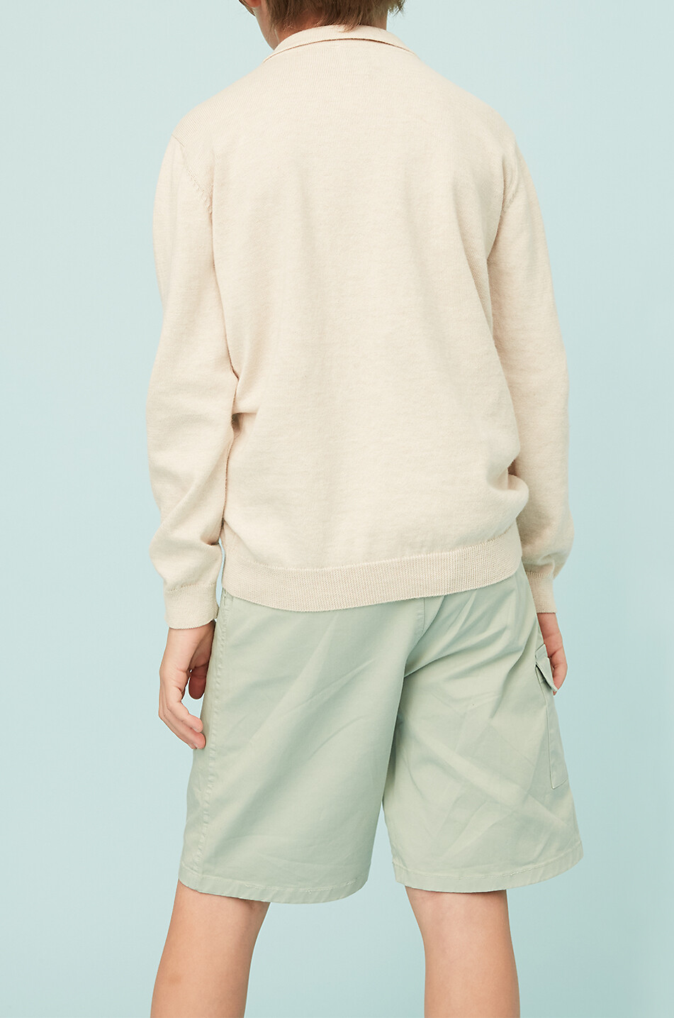 J&JOSH Pull polo en coton à manches longues garçon Garçon Beige clair 4