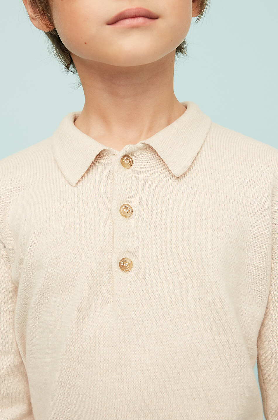 J&JOSH Pull polo en coton à manches longues garçon Garçon Beige clair 5