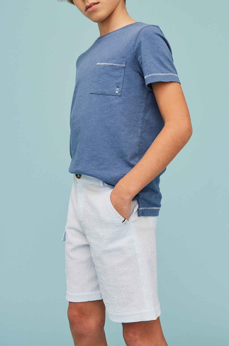 Jungen-Kurzarm-T-Shirt Basketball Stitch