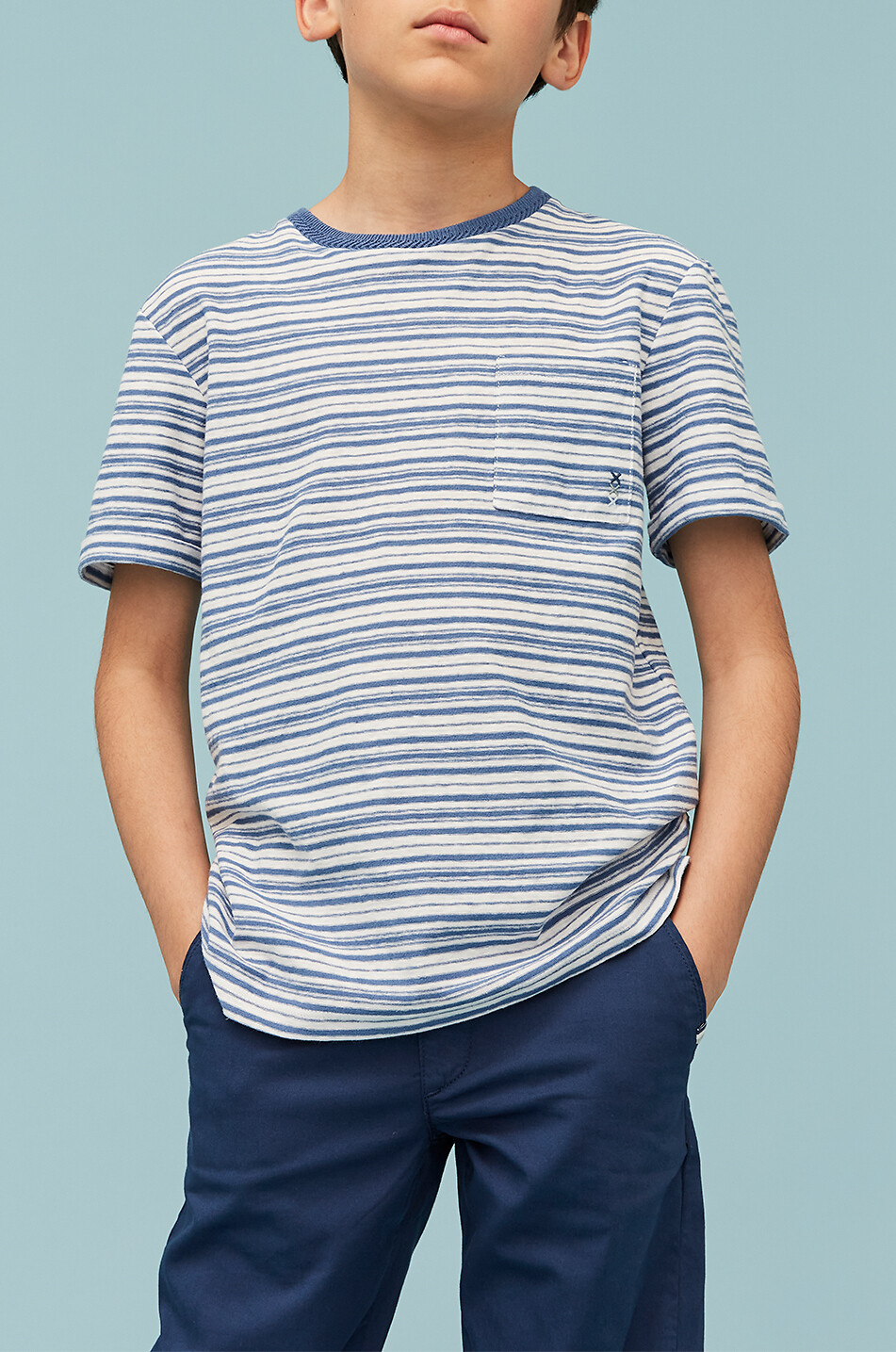 J&JOSH T-shirt rayé à manches courtes garçon Garçon BLEU FONCE 2