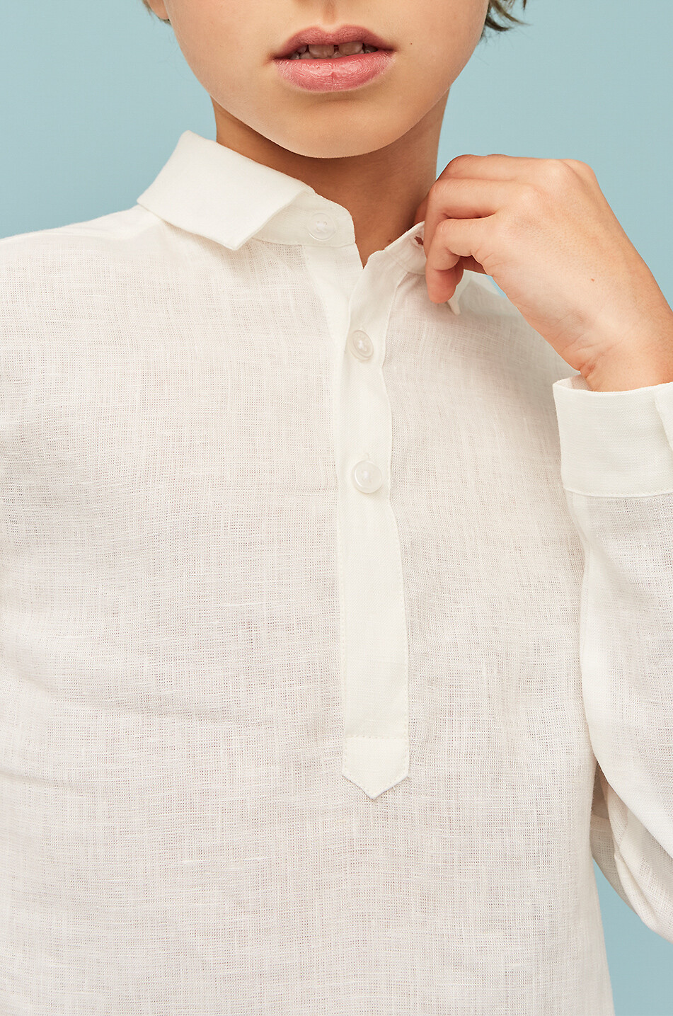 J&JOSH Boys' linen caftan shirt Boy EGGSHELL 4