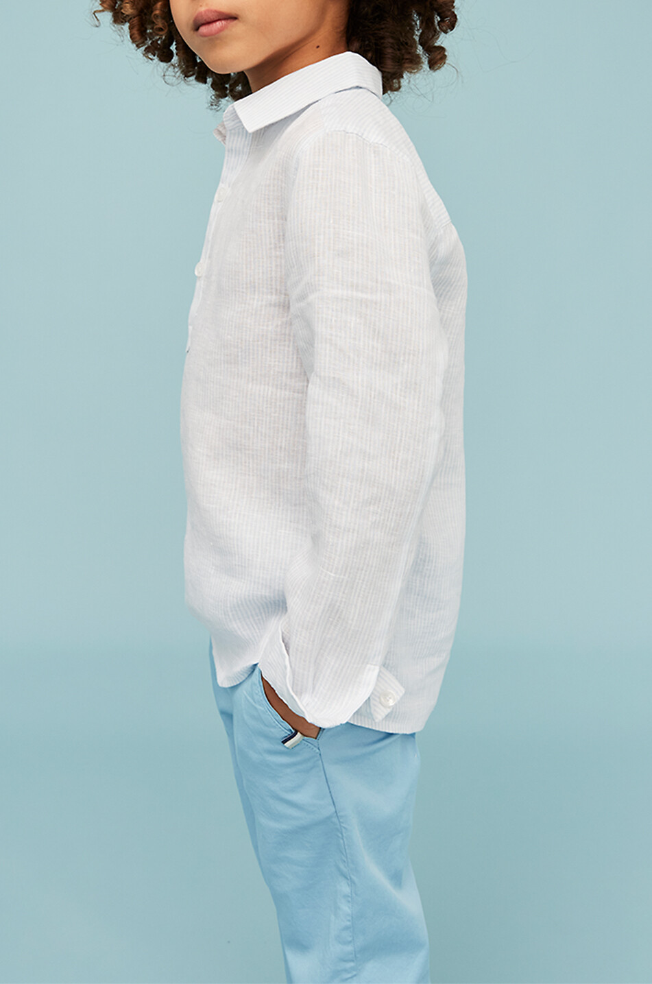 J&JOSH Chemise caftan en lin garçon Garçon BLEU CLAIR 5