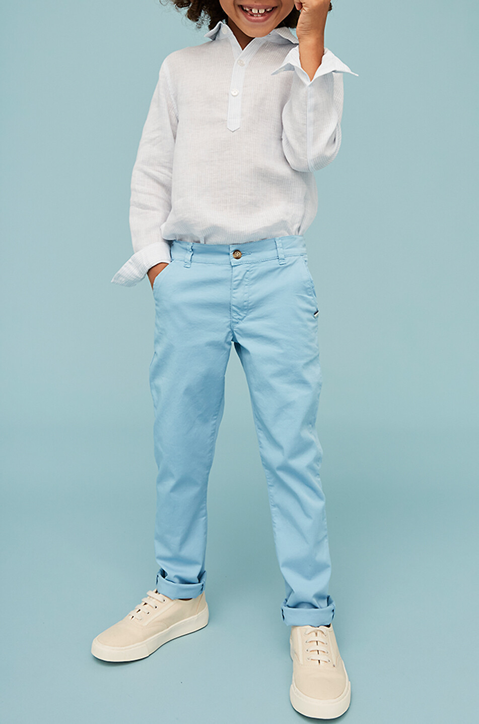 J&JOSH Chemise caftan en lin garçon Garçon BLEU CLAIR 6