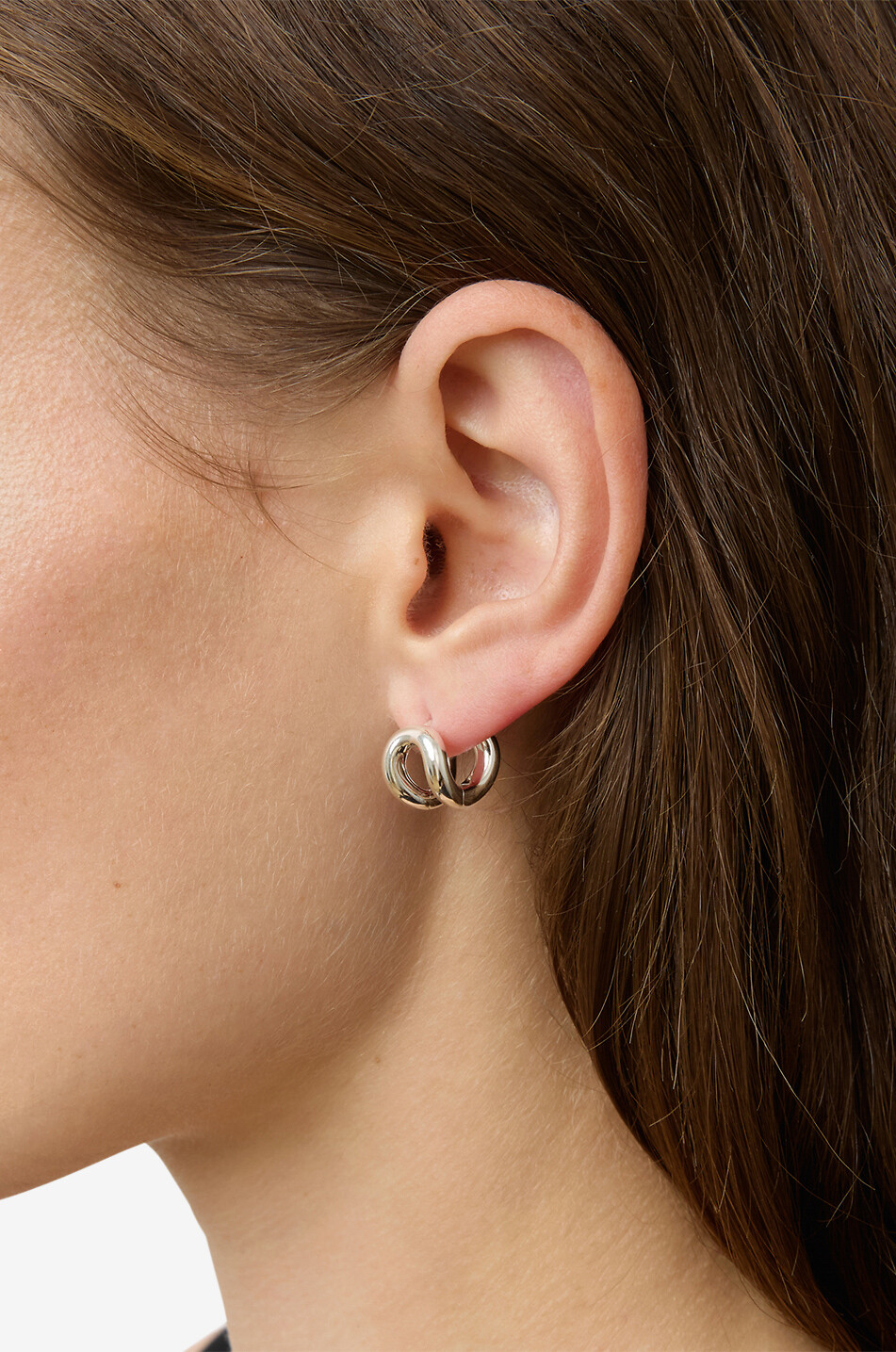 LIE STUDIO Kleine doppelte Creolen The Asta Damen SILBER 2