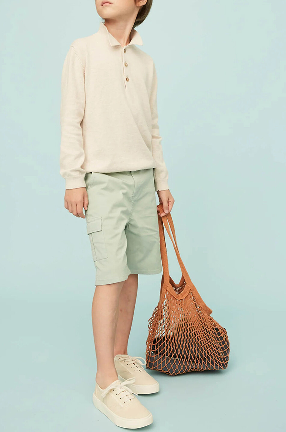 J&JOSH Short cargo en sergé garçon Garçon VERT 3