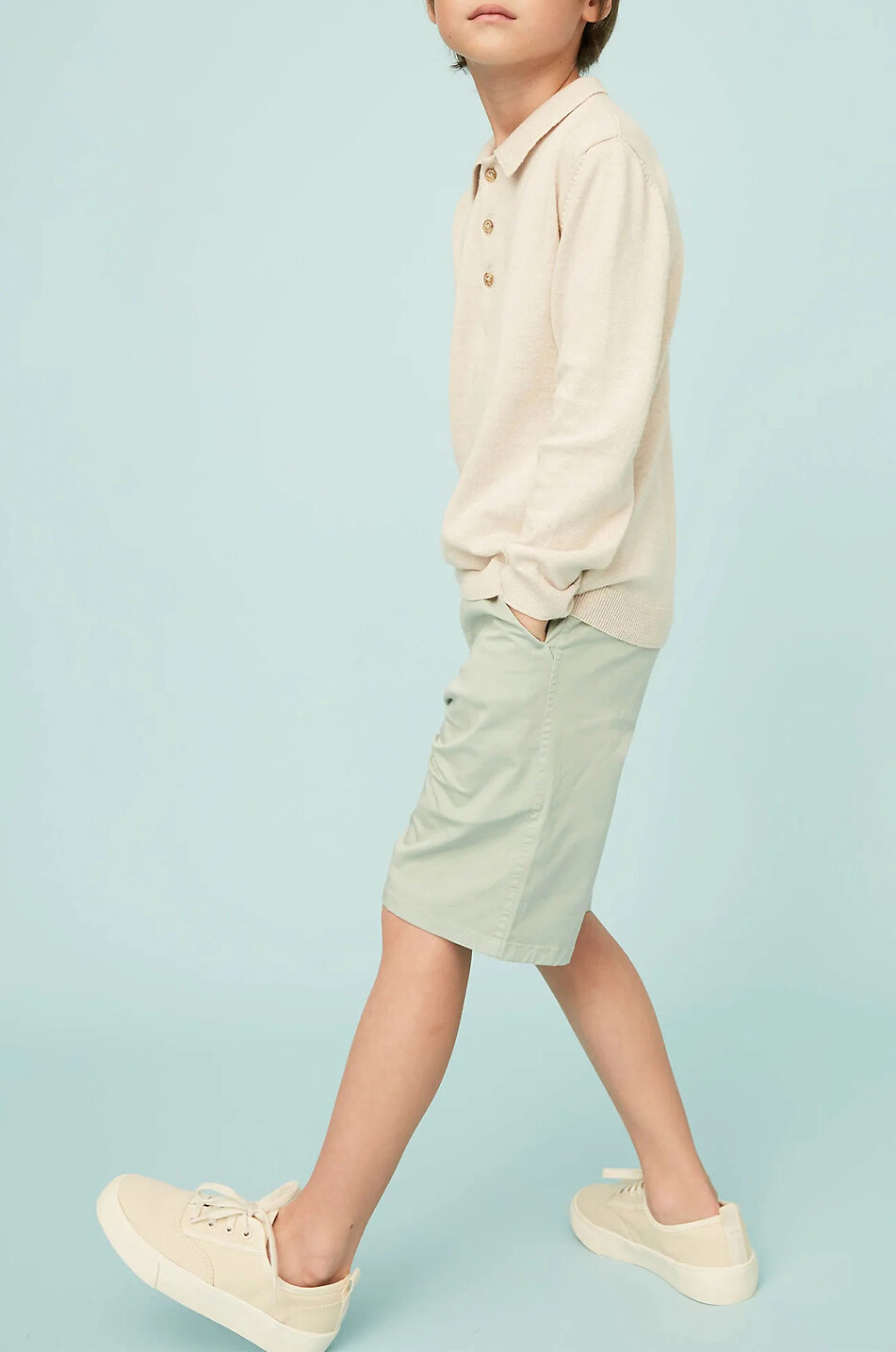 J&JOSH Short cargo en sergé garçon Garçon VERT 4