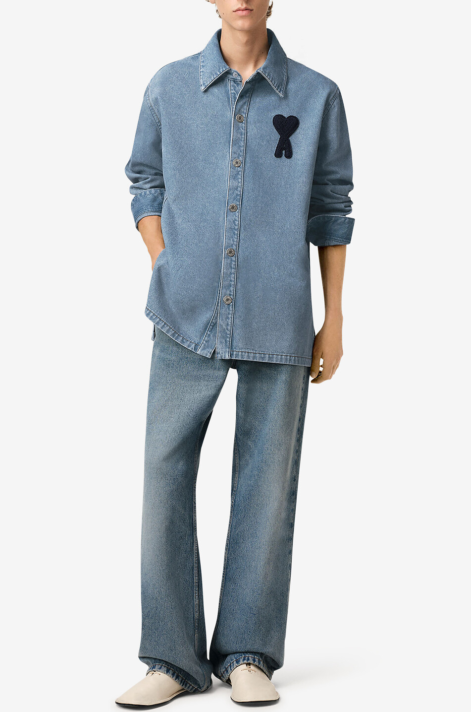 AMI Oversize-Hemdjacke aus Denim Ami de Coeur Herren BLAU 2