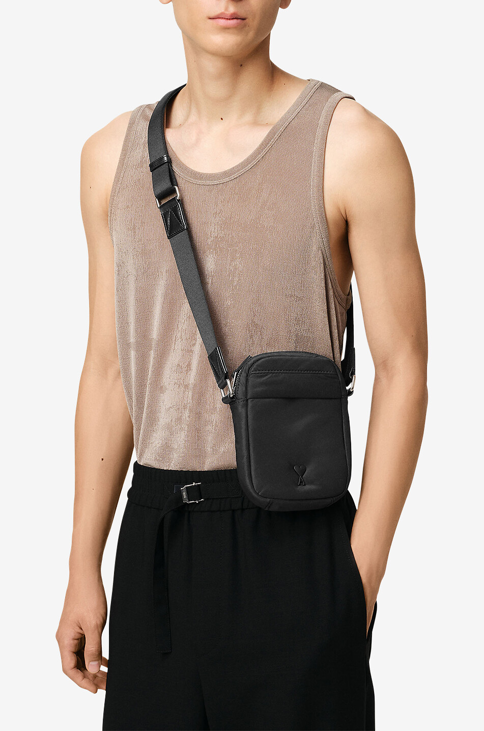 AMI Ami de Coeur nylon crossbody bag Men BLACK 3