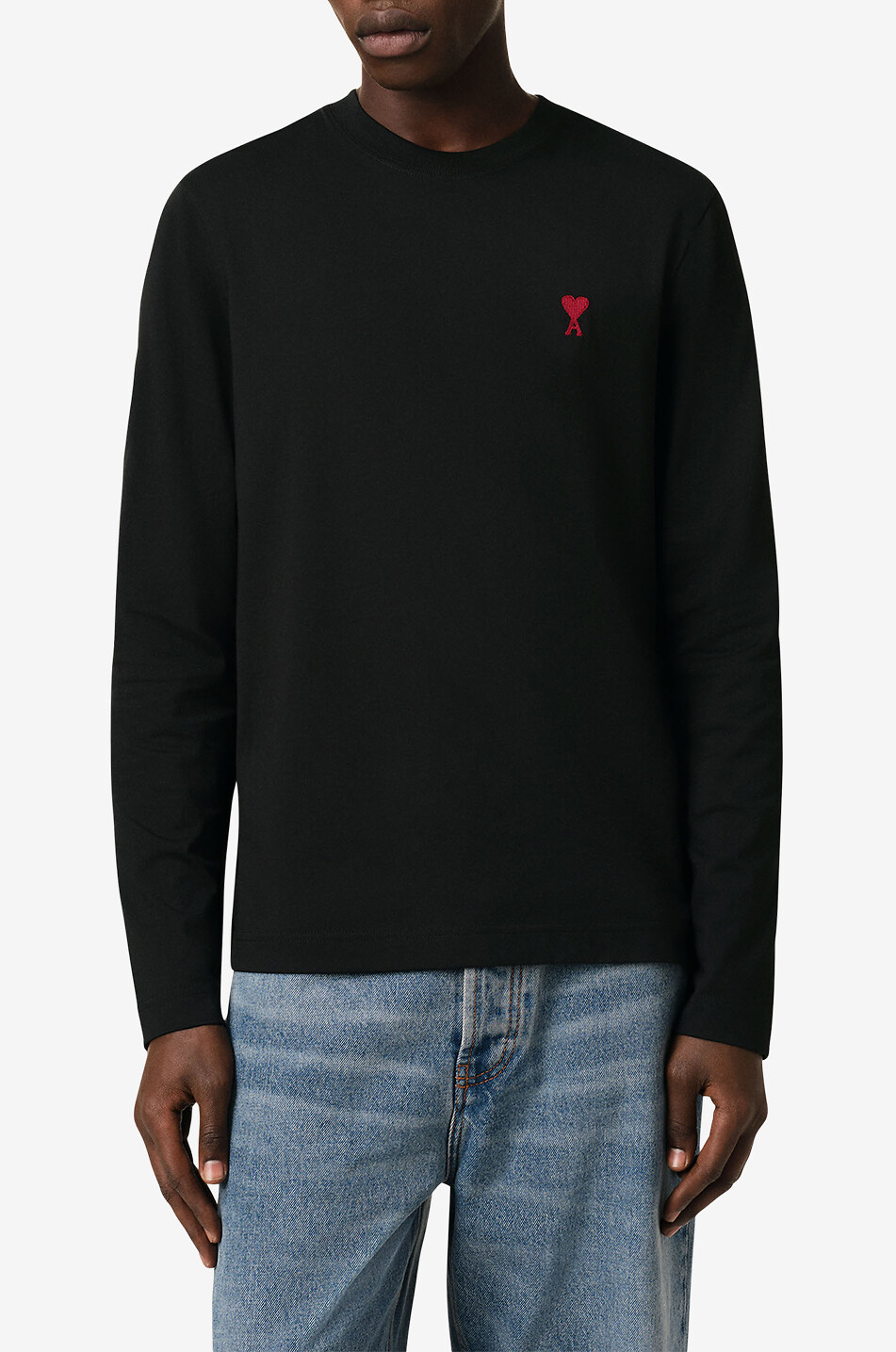 AMI T-shirt à manches longues en coton bio Ami de Coeur Homme NOIR 3
