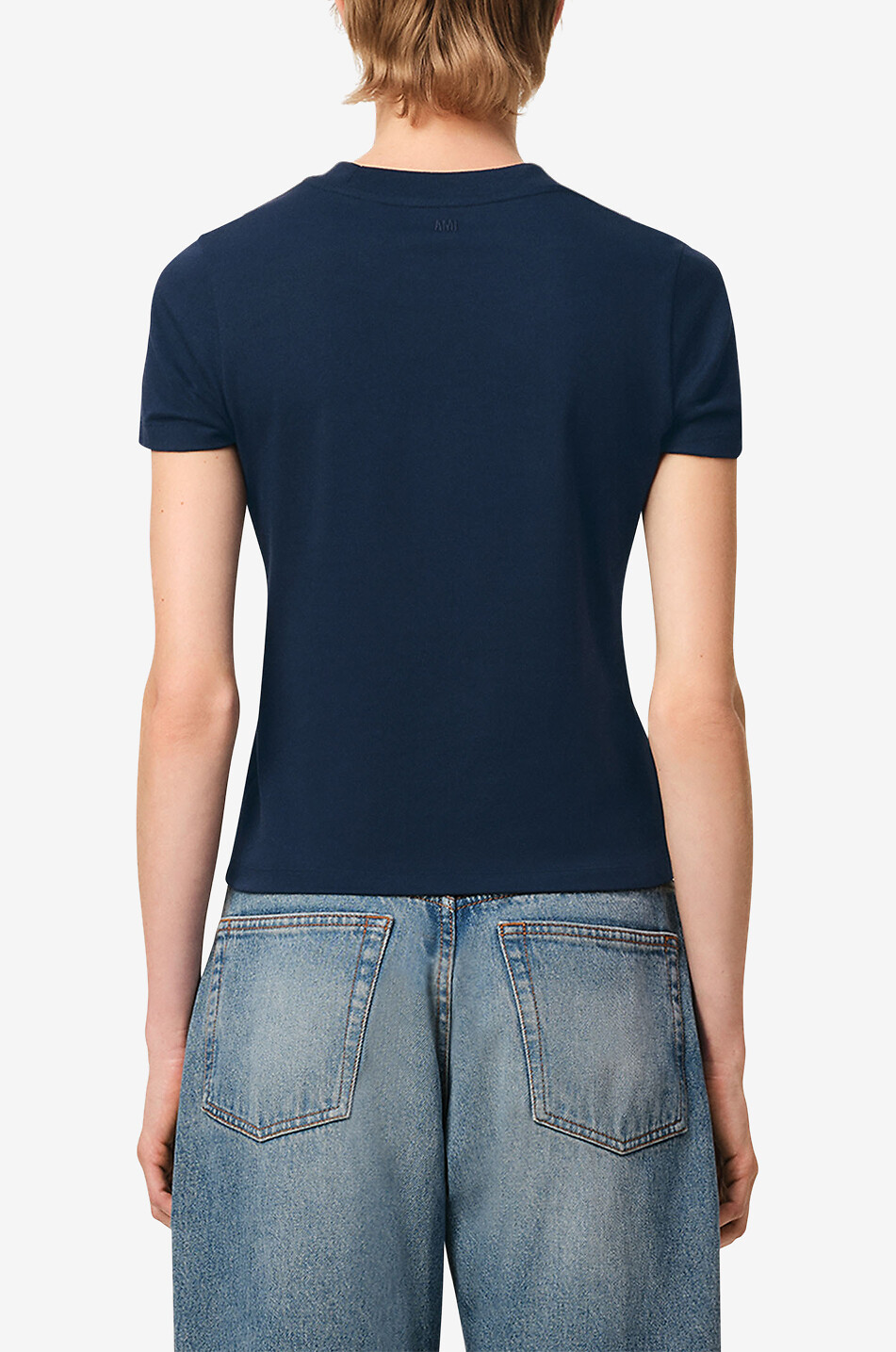 AMI Ami de Coeur short-sleeved prganig cotton T-shirt Women DARK BLUE 4