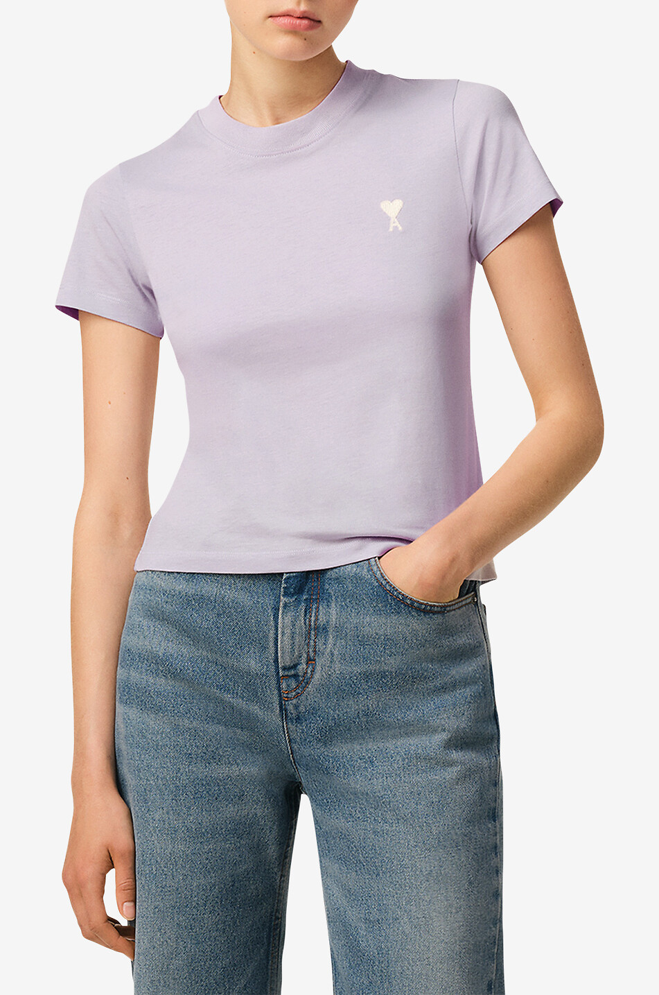 AMI Ami de Coeur short-sleeved prganig cotton T-shirt Women LIGHT PURPLE 2
