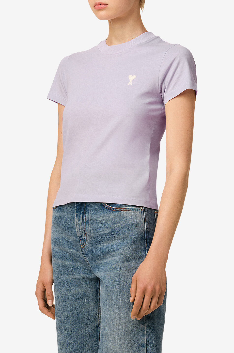 AMI Ami de Coeur short-sleeved prganig cotton T-shirt Women LIGHT PURPLE 3
