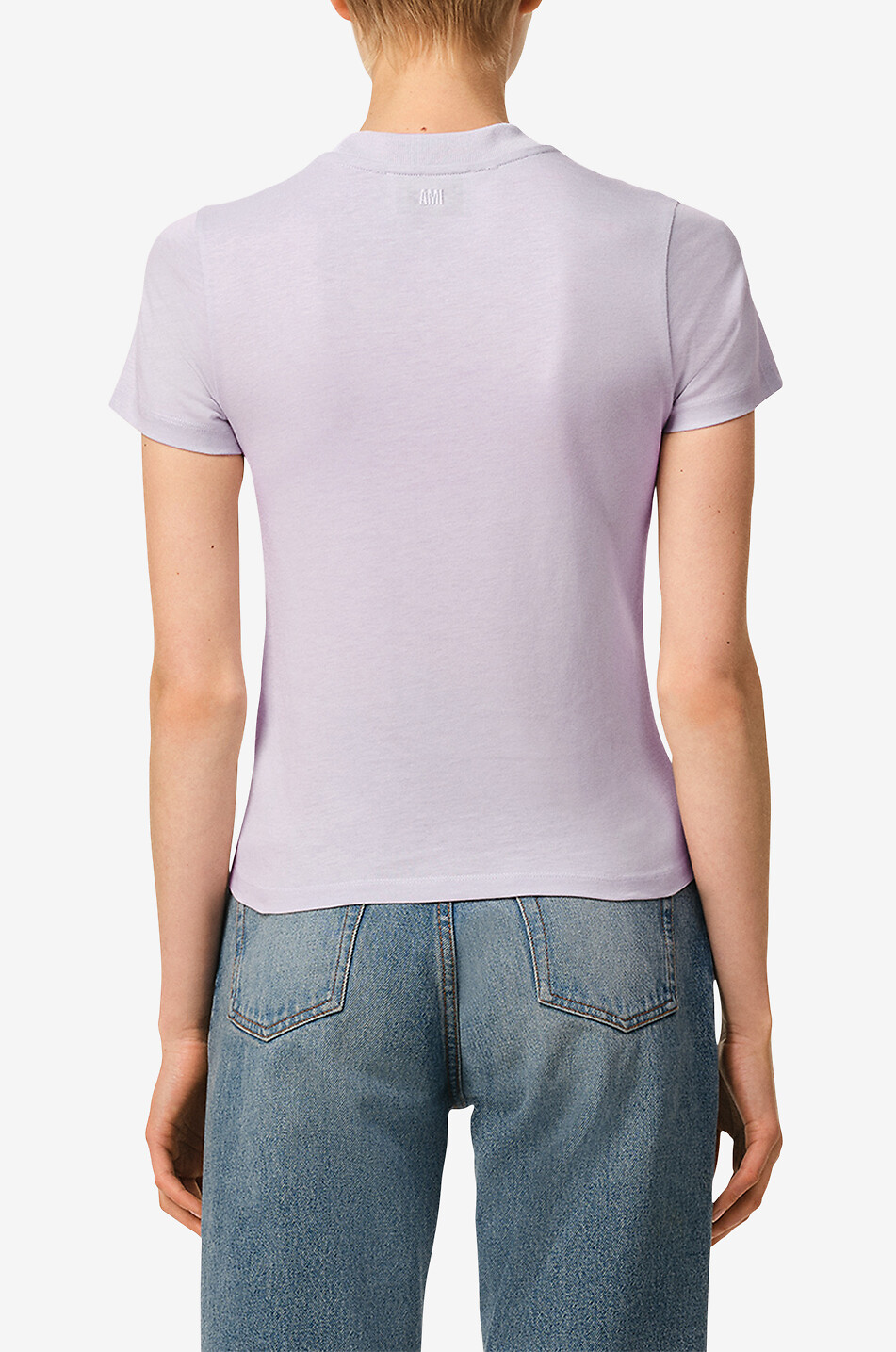 AMI Ami de Coeur short-sleeved prganig cotton T-shirt Women LIGHT PURPLE 4
