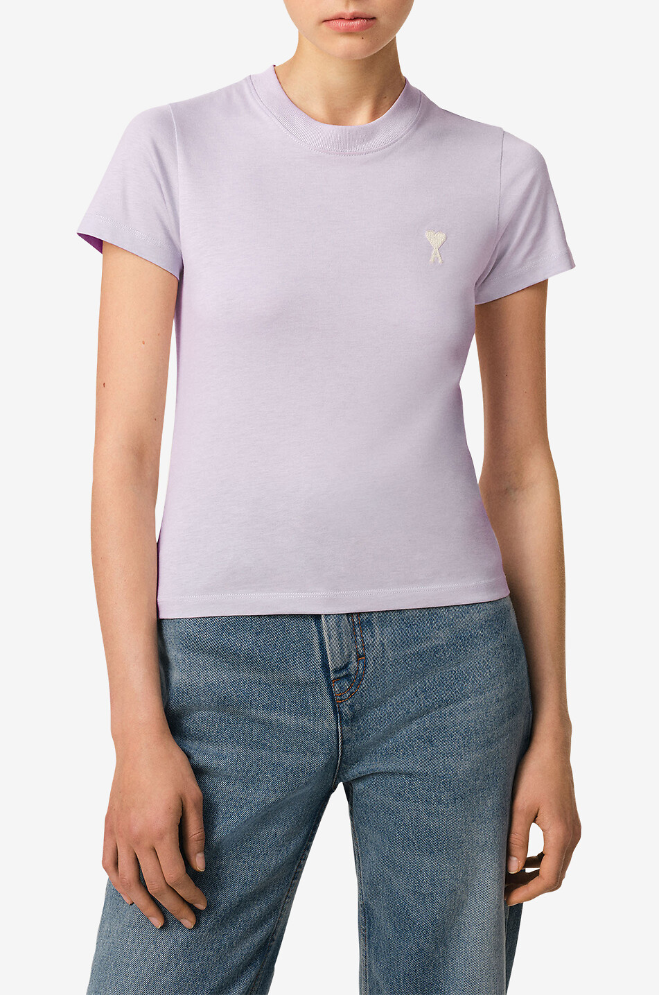 AMI Ami de Coeur short-sleeved prganig cotton T-shirt Women LIGHT PURPLE 5