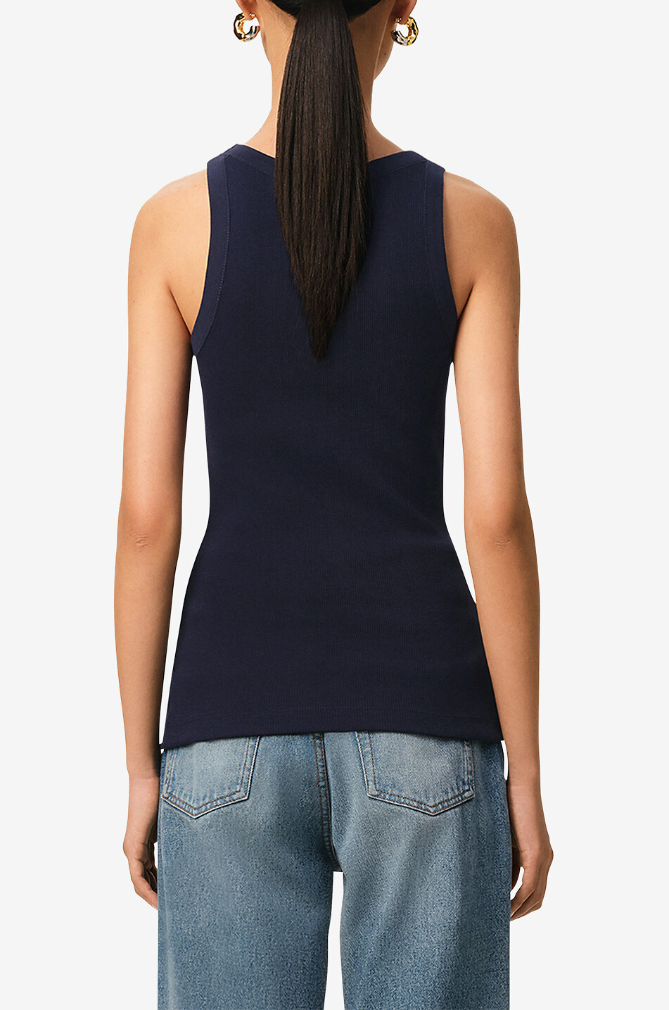 AMI Geripptes Baumwoll-Tanktop Ami de Coeur Damen DUNKELBLAU 4