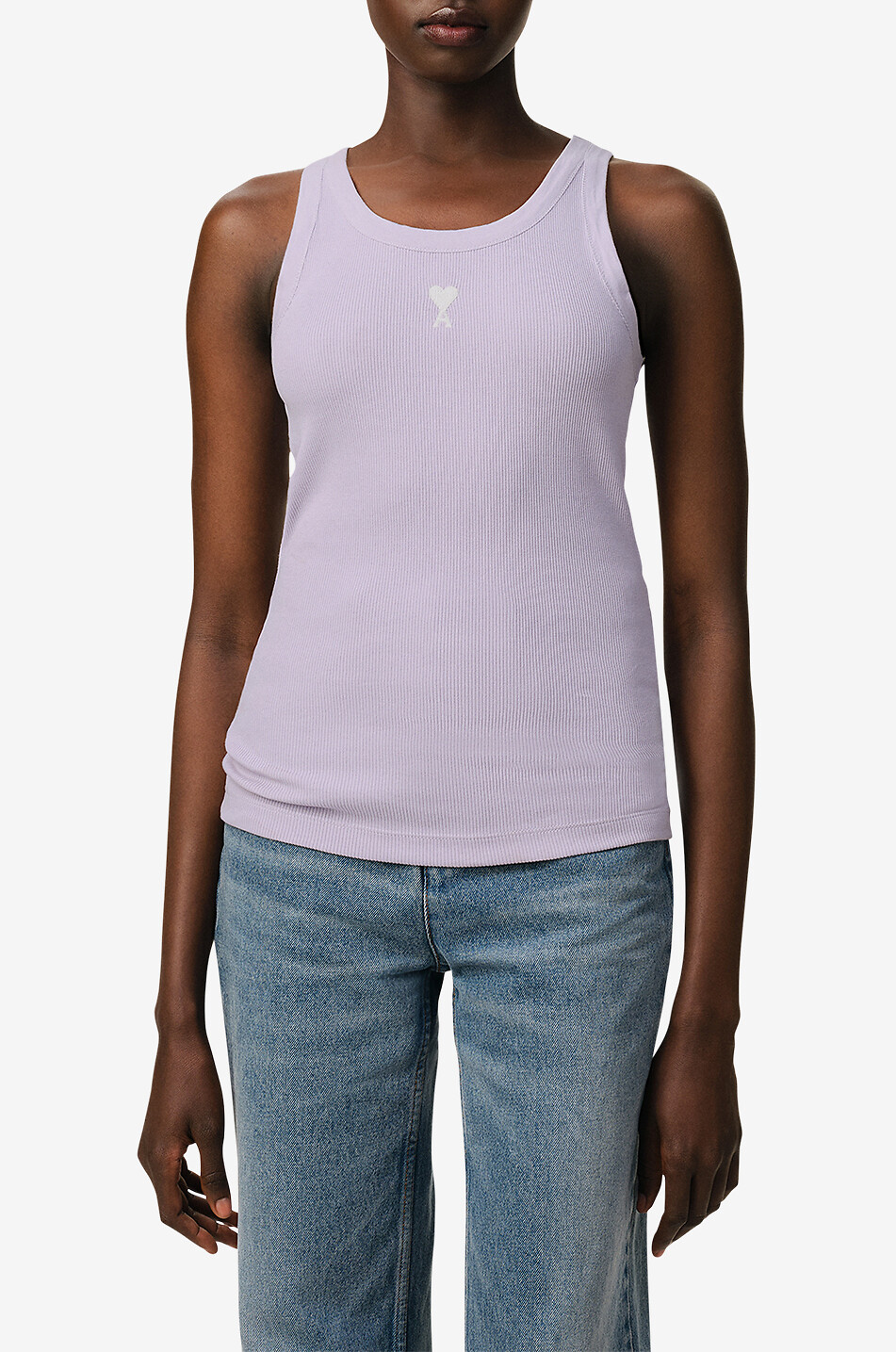 AMI Ami de Coeur ribbed cotton tank top Women LIGHT PURPLE 5