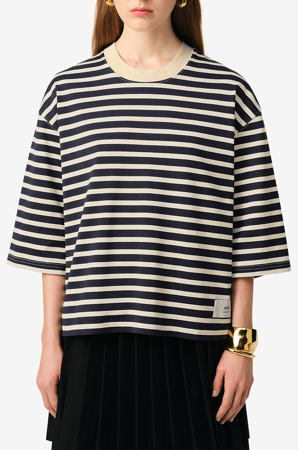 AMI Recycled cotton oversize T-shirt Women MULTI COLOURED 5