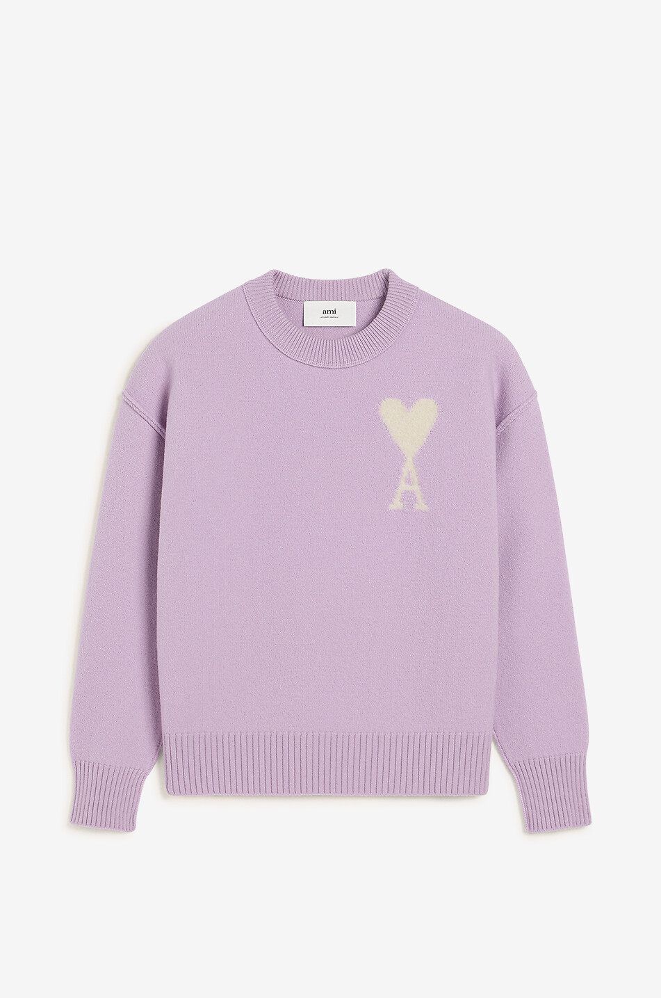 AMI Pull à col rond en laine Ami de Coeur Femme VIOLET CLAIR 1