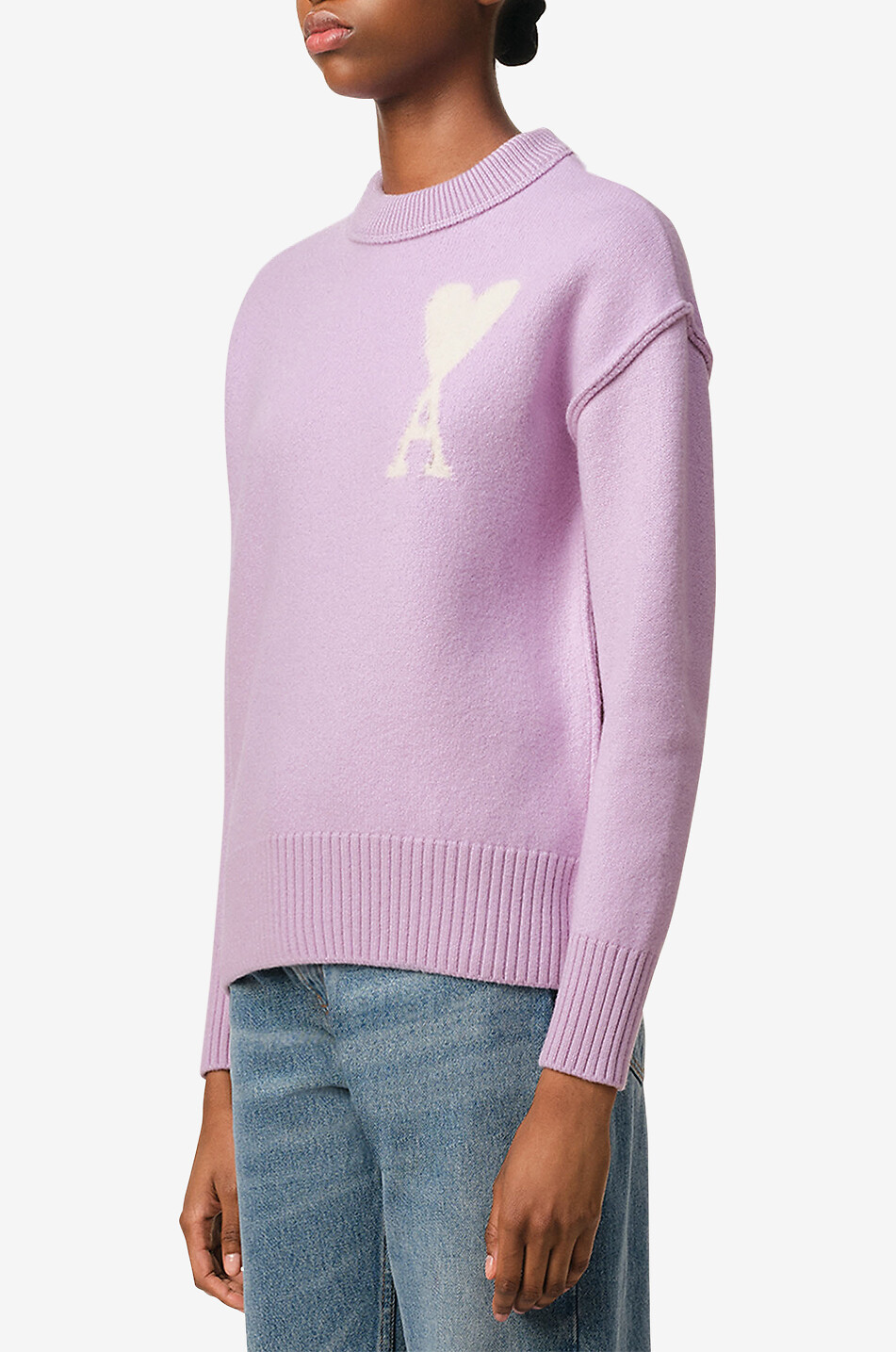 AMI Pull à col rond en laine Ami de Coeur Femme VIOLET CLAIR 3