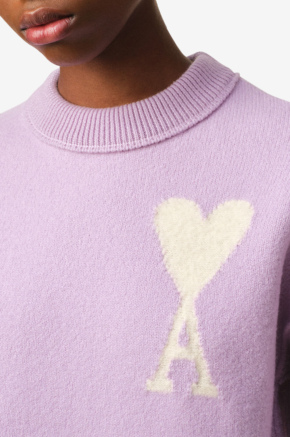 AMI Pull à col rond en laine Ami de Coeur Femme VIOLET CLAIR 6