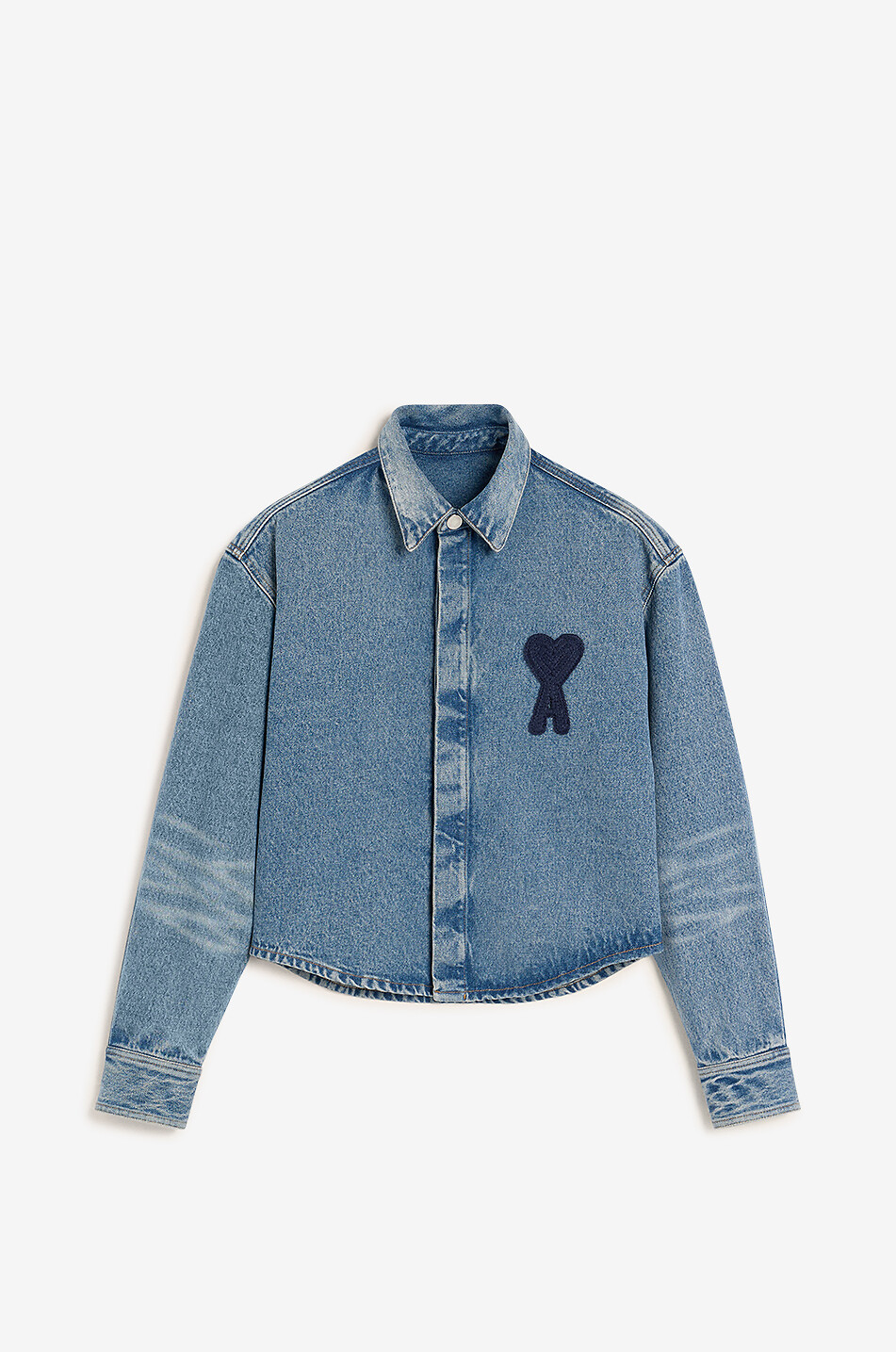 AMI Ami de Coeur cropped loose denim shirt Women BLUE 1