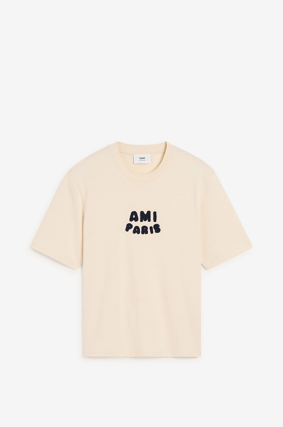 AMI Kurzärmeliges T-Shirt aus Biobaumwolle Ami Paris Herren CREMEFARBEN 1