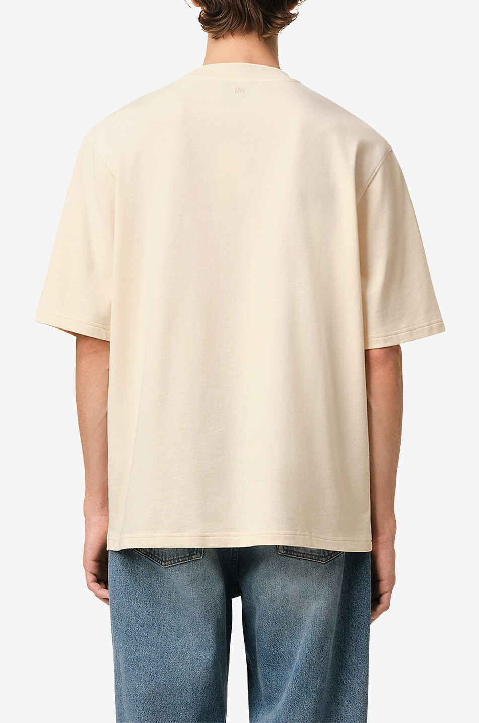 AMI Kurzärmeliges T-Shirt aus Biobaumwolle Ami Paris Herren CREMEFARBEN 2