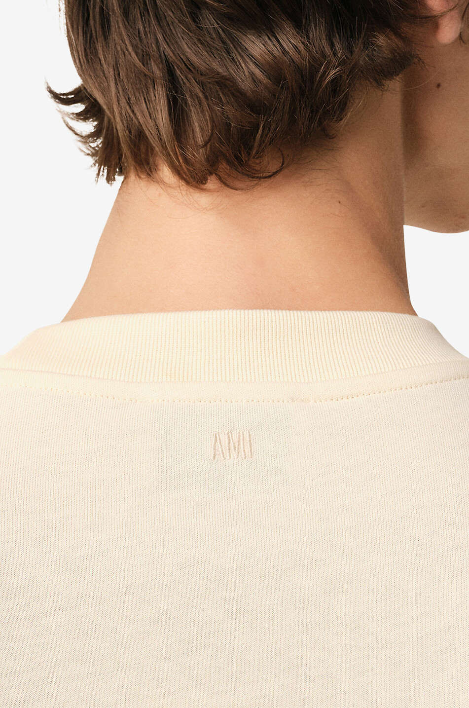 AMI Kurzärmeliges T-Shirt aus Biobaumwolle Ami Paris Herren CREMEFARBEN 3