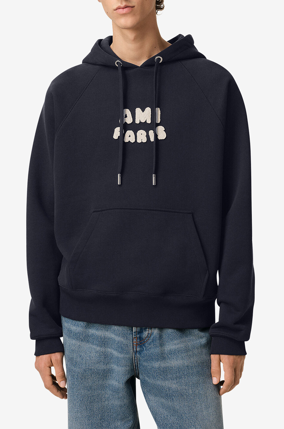 AMI Sweat-shirt à capuche en coton bio Ami Paris Homme BLEU FONCE 2