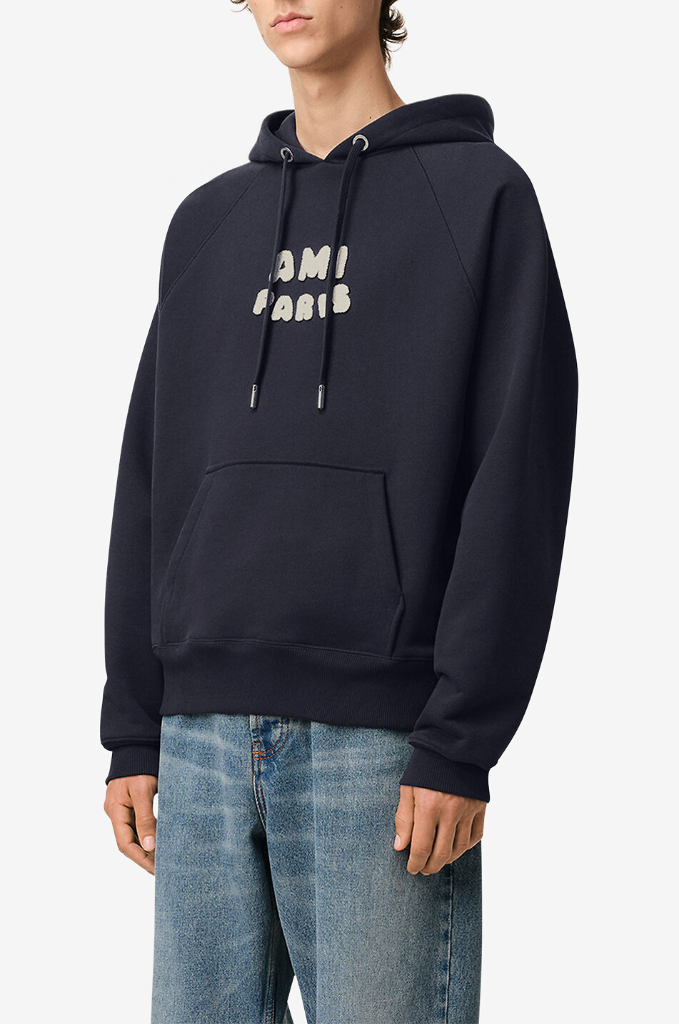 Sweat-shirt à capuche en coton bio Ami Paris