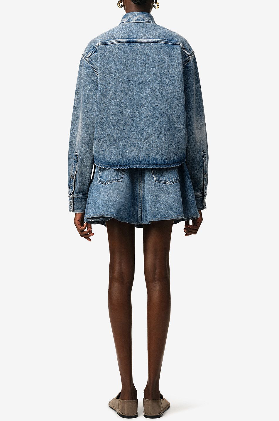 AMI Ami de Coeur cropped loose denim shirt Women BLUE 6