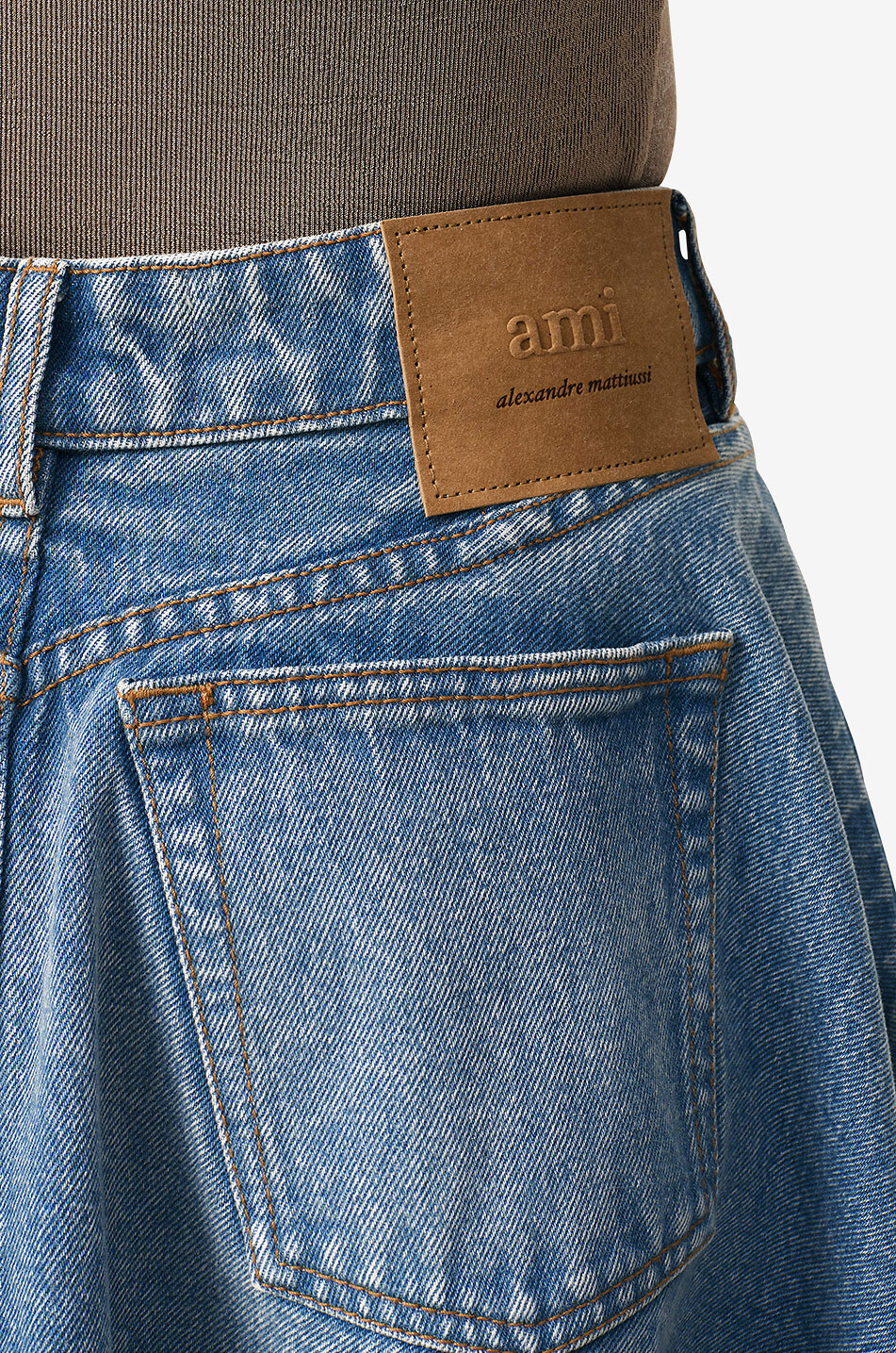 AMI Godet pleat flared denim midi skirt Women BLUE 6