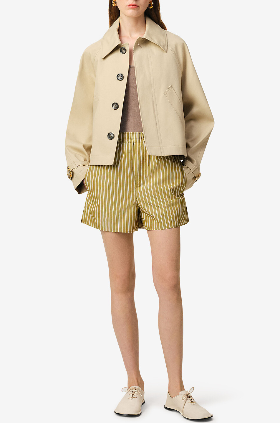 Short rayé en popeline