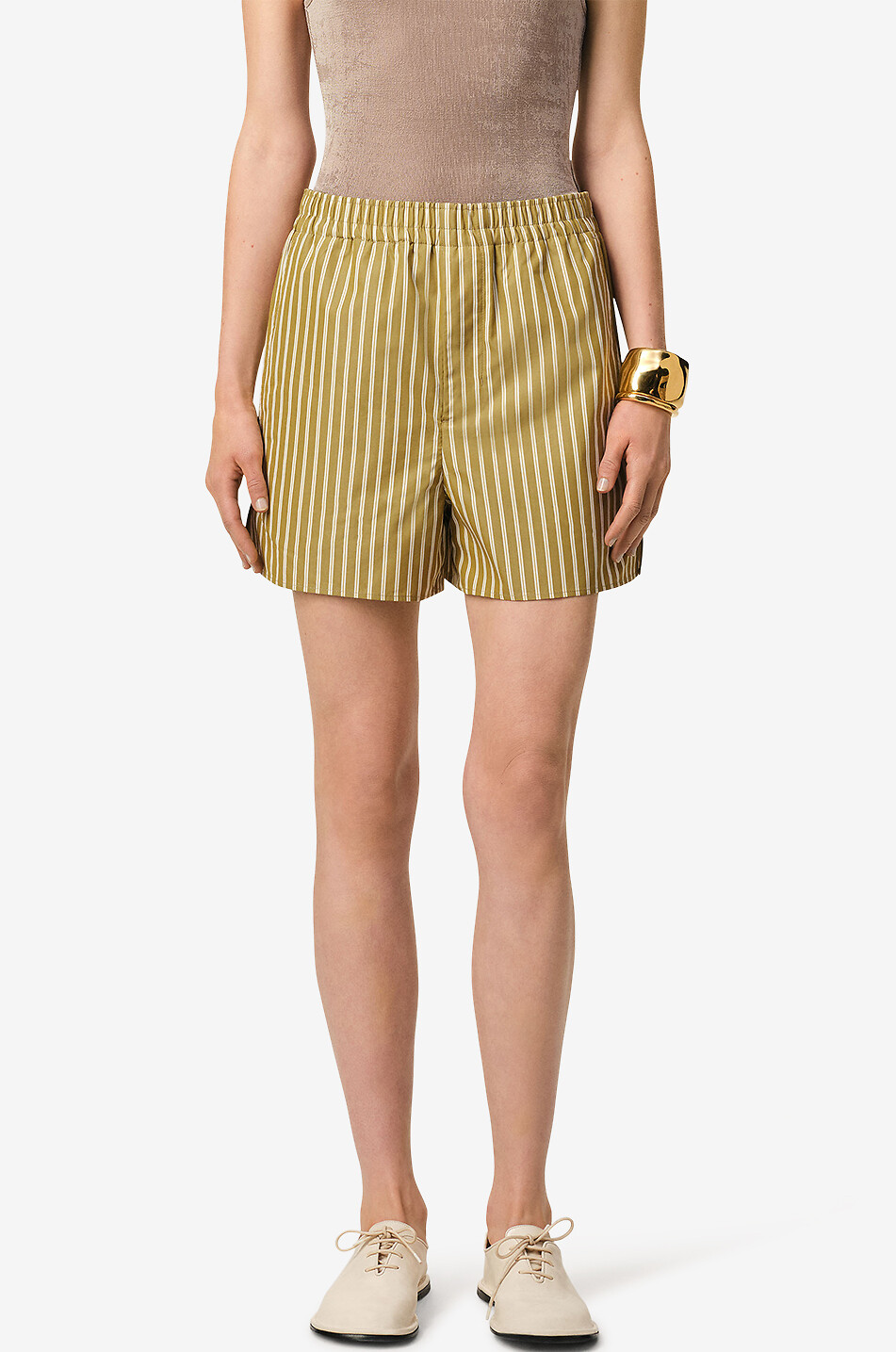 Short rayé en popeline