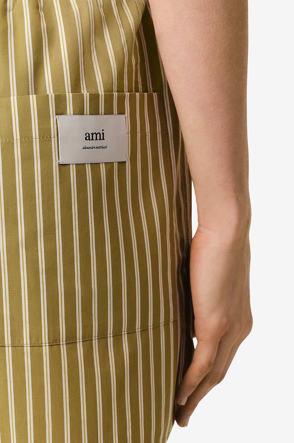 AMI Short rayé en popeline Femme JAUNE 6