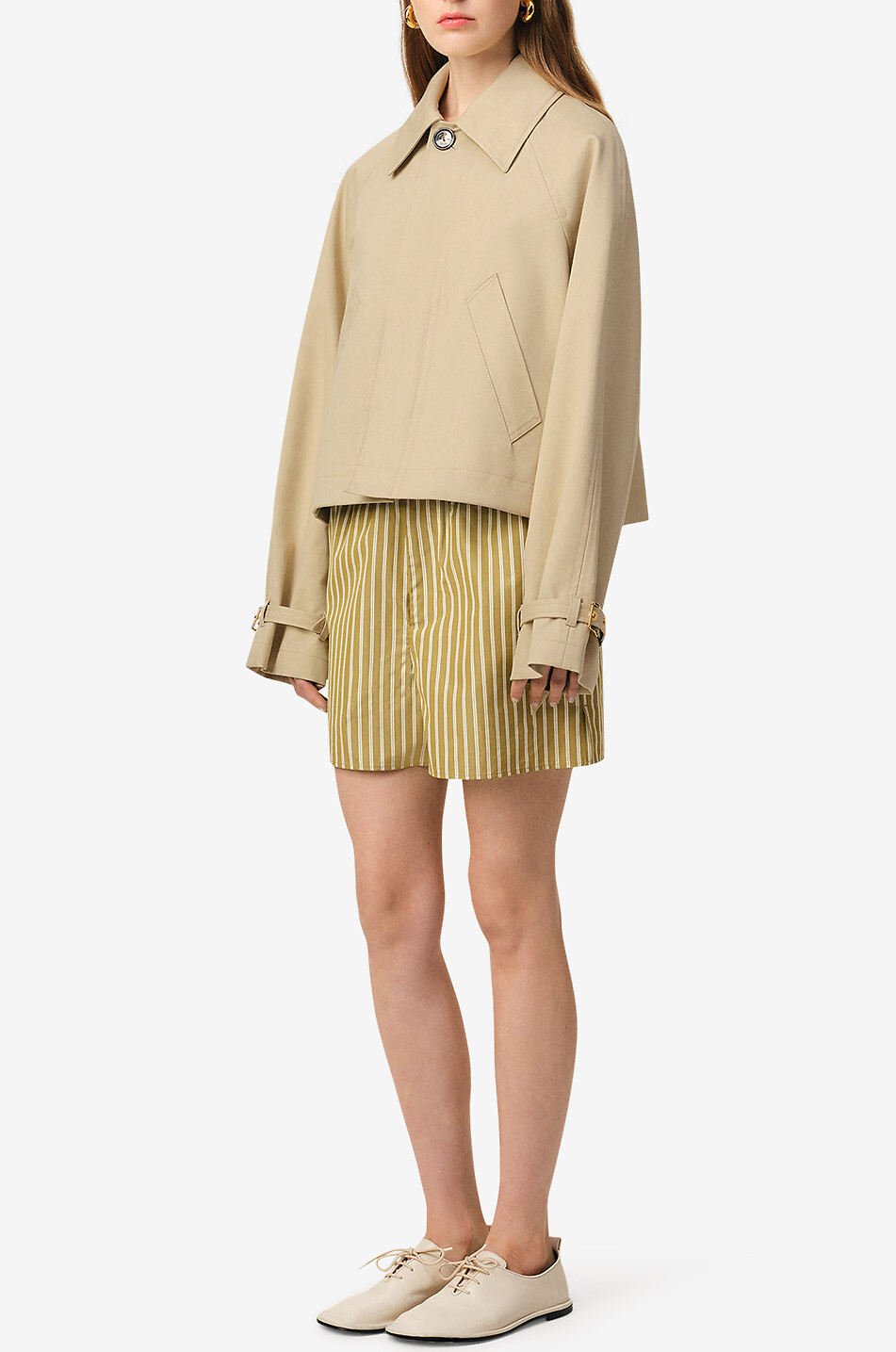 AMI Cropped loose trench coat Women BEIGE 3