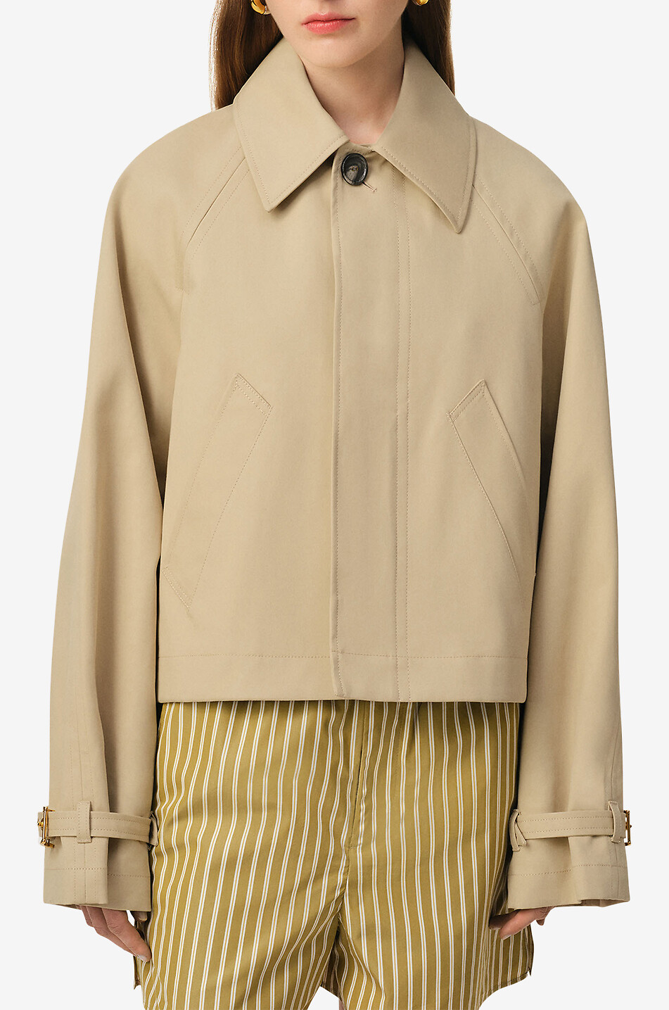 AMI Cropped loose trench coat Women BEIGE 5