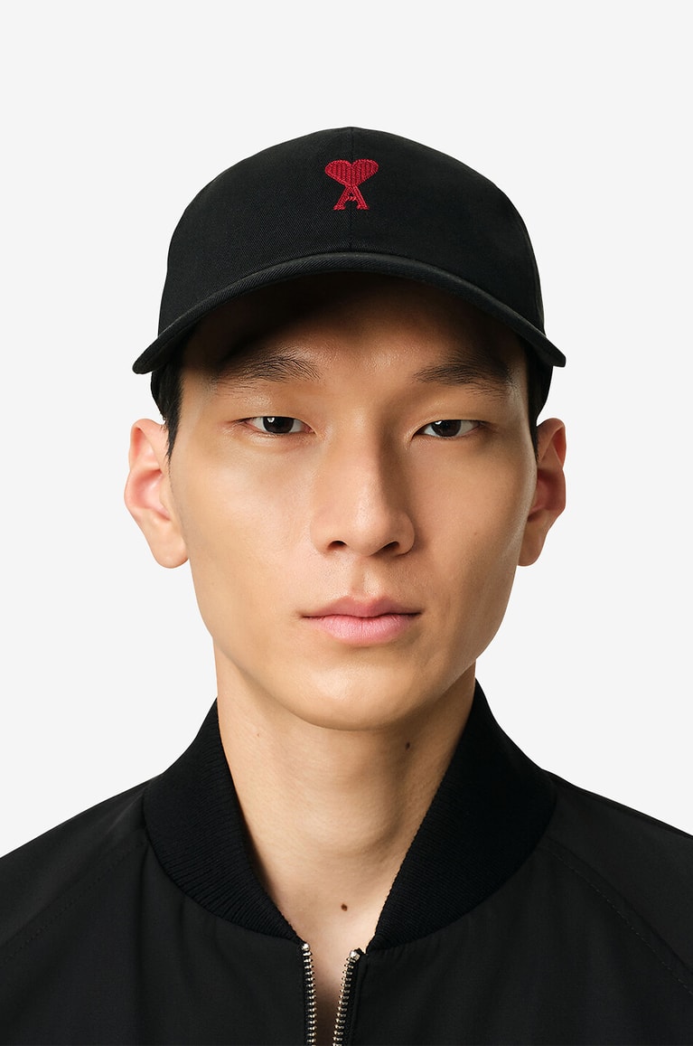 AMI Casquette en gabardine Red Ami de Coeur Homme NOIR 3