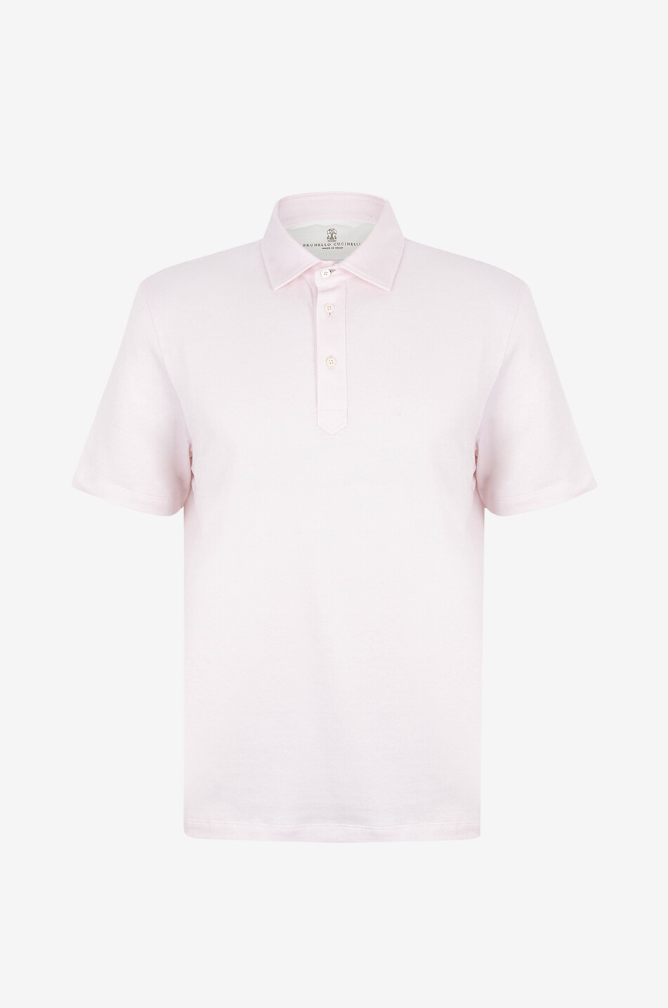 Baumwoll- und Leinenjersey-Polohemd mit italienischem Kragen