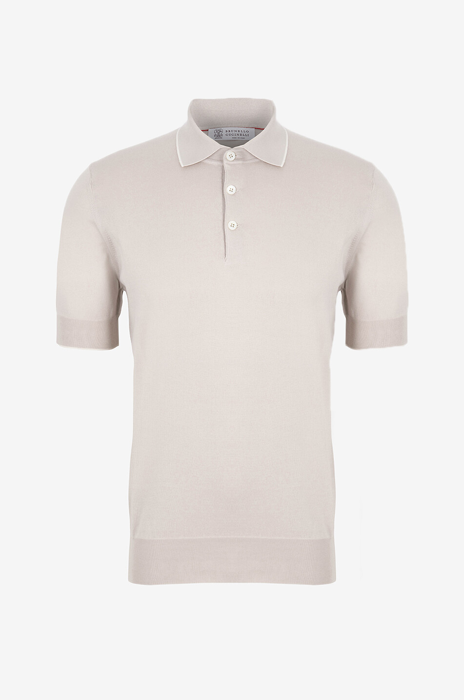 BRUNELLO CUCINELLI Lightweight knit polo shirt with contrasting trims Men Light beige 1
