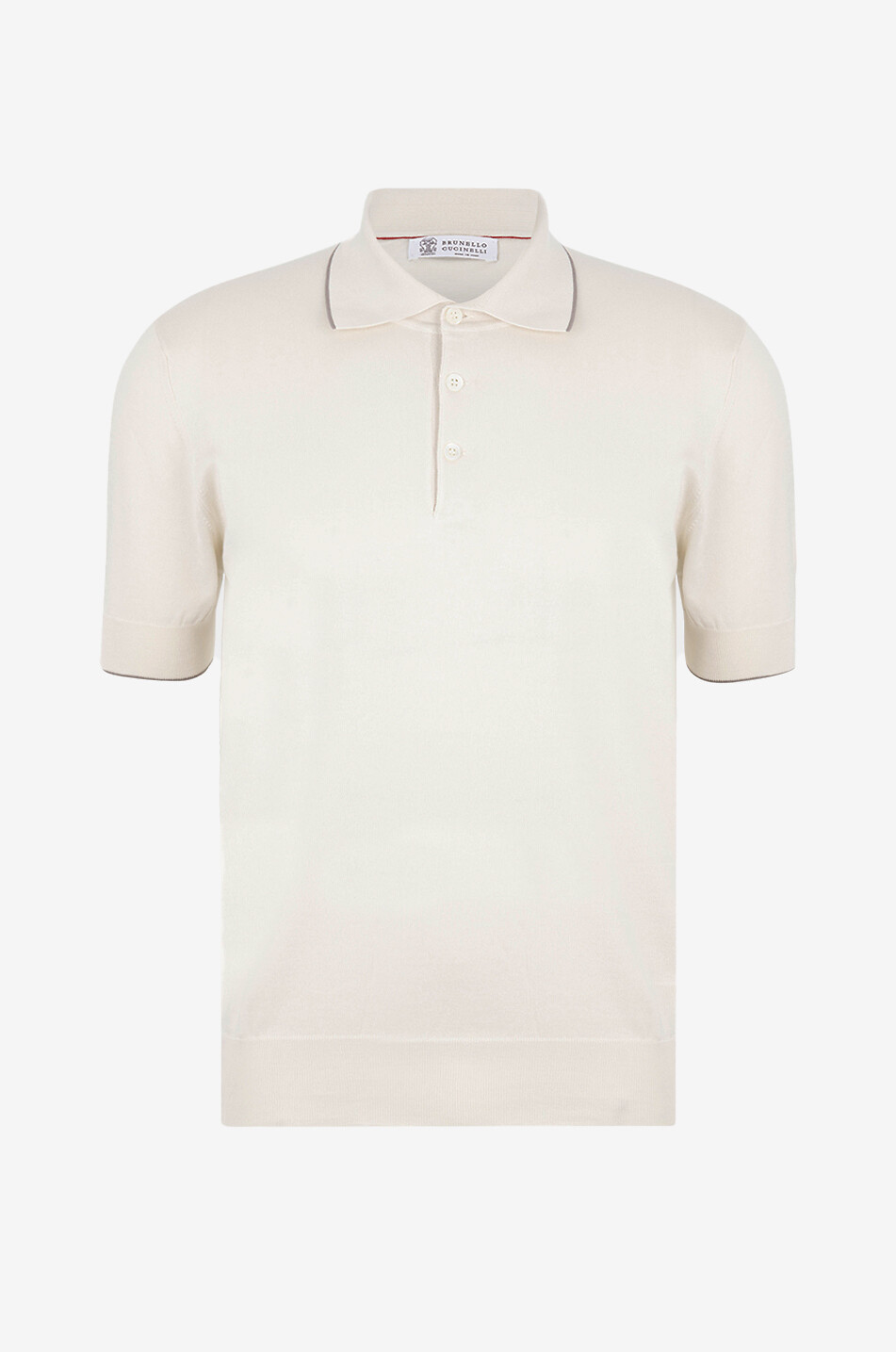 BRUNELLO CUCINELLI Leichtes Strick-Polohemd mit Kontrastborten Herren WEISS 1