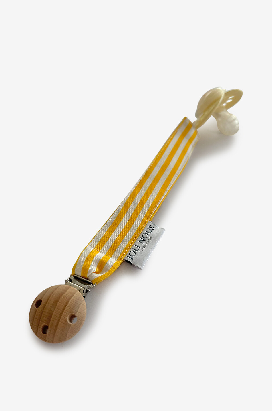 JOLI NOUS Schnullerband für Babys aus Stoff Oeko-Tex Rayé Baby GELB 5