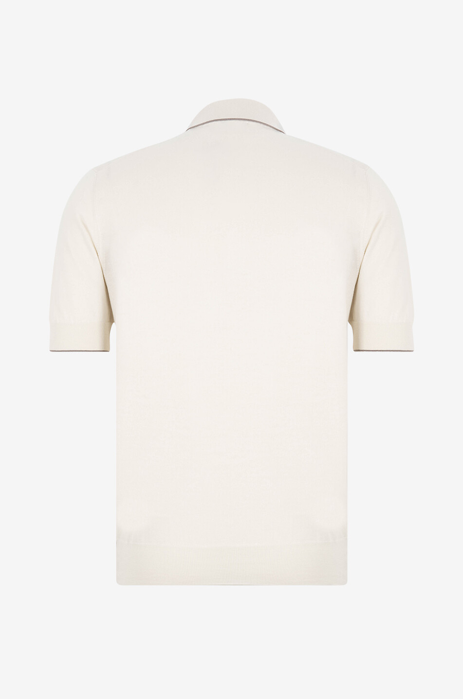 BRUNELLO CUCINELLI Leichtes Strick-Polohemd mit Kontrastborten Herren WEISS 2