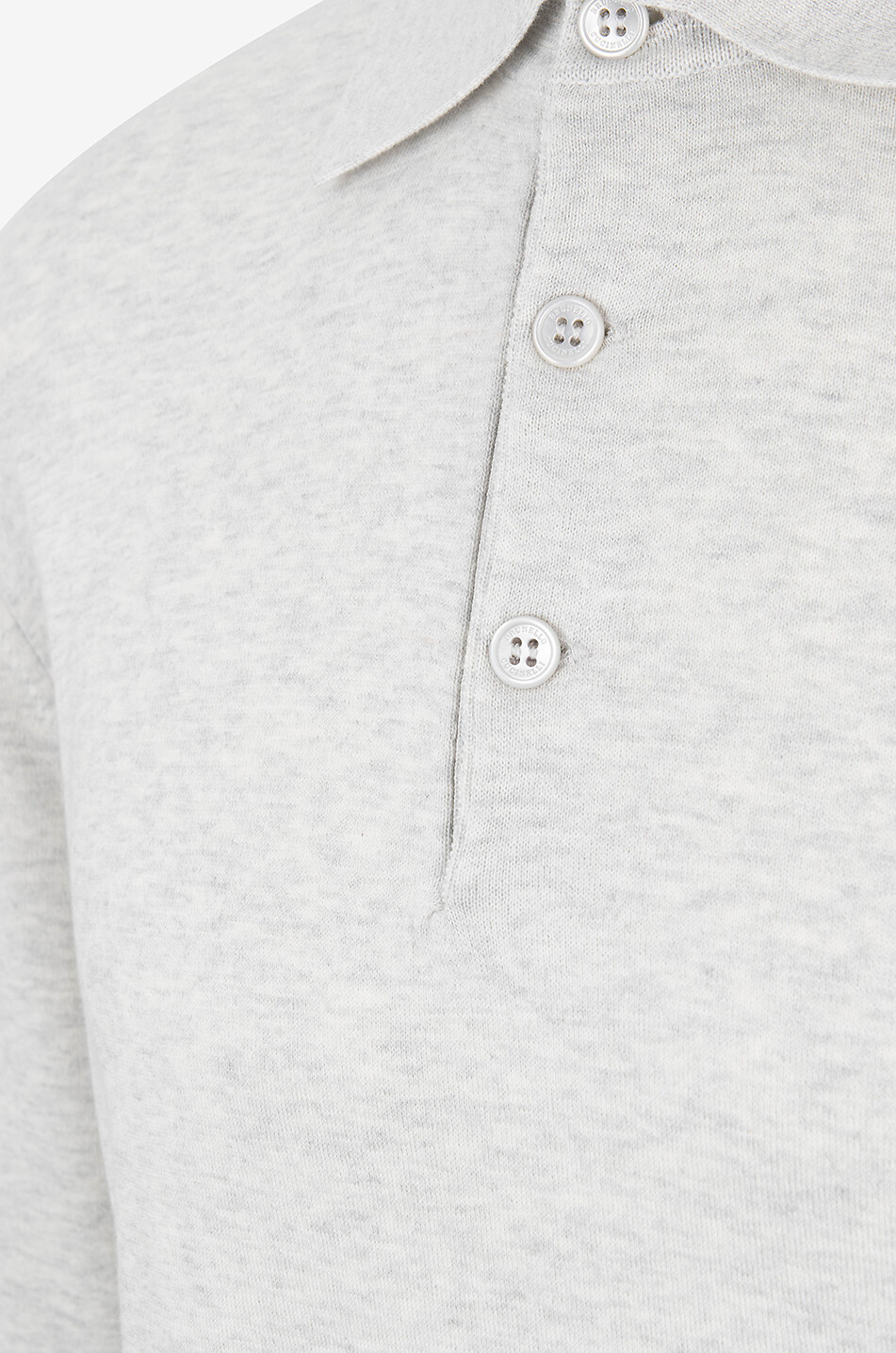 BRUNELLO CUCINELLI Pull polo fin en coton à bords contrastés Homme GRIS CLAIR 3