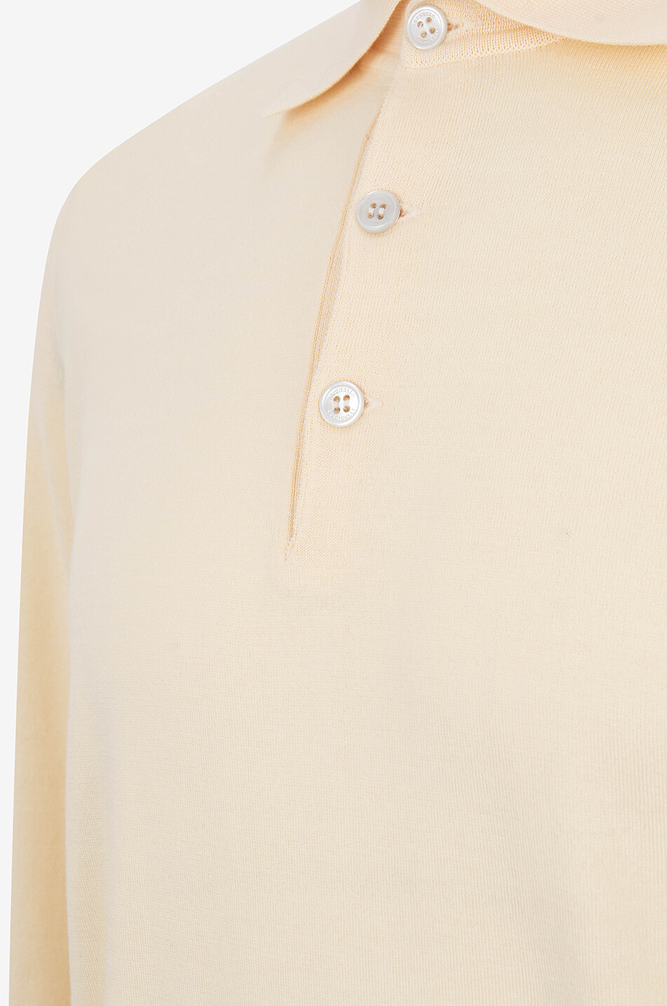 BRUNELLO CUCINELLI Pull polo fin en coton à bords contrastés Homme ORANGE CLAIR 3