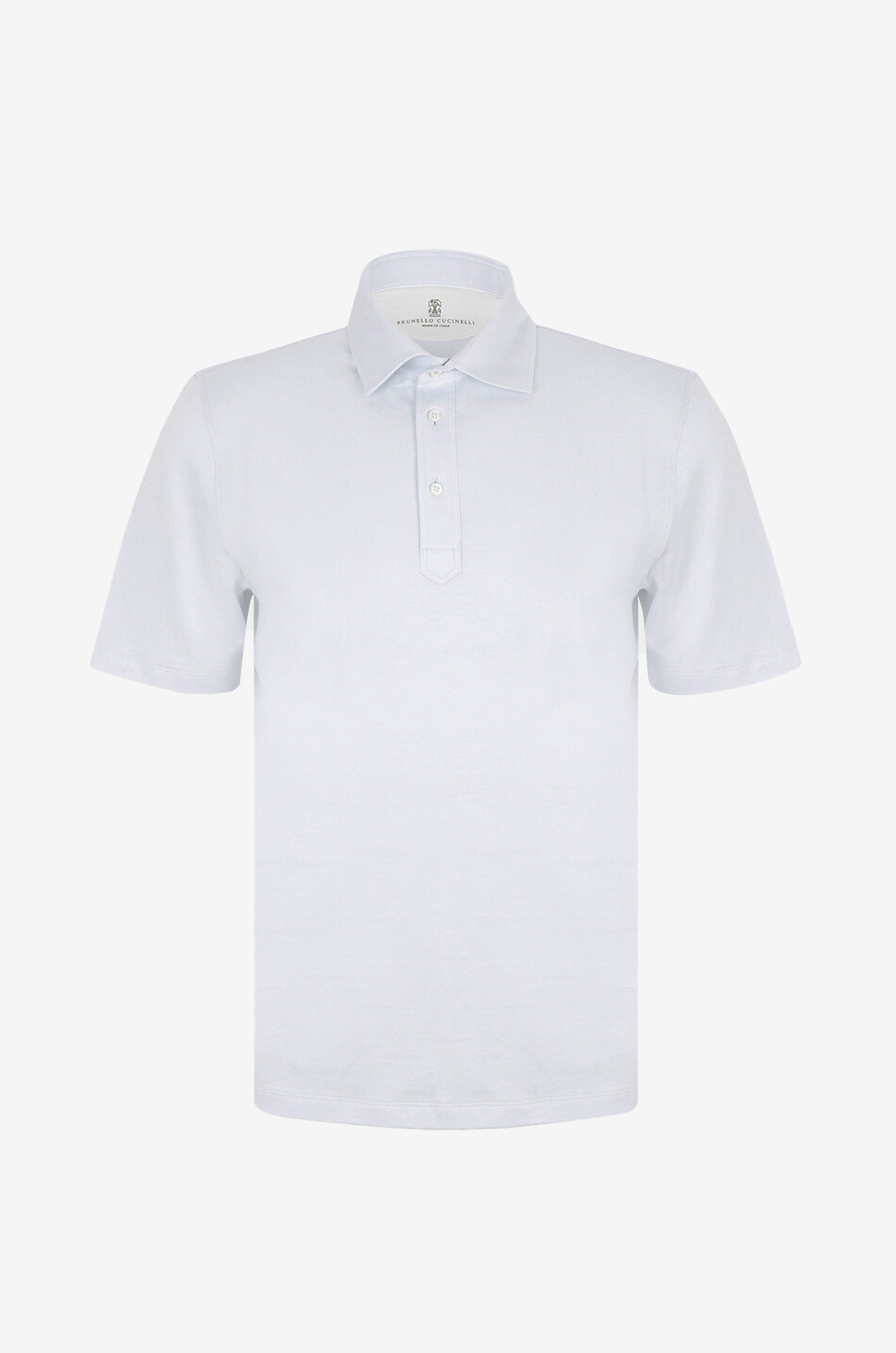 Baumwoll- und Leinenjersey-Polohemd mit italienischem Kragen