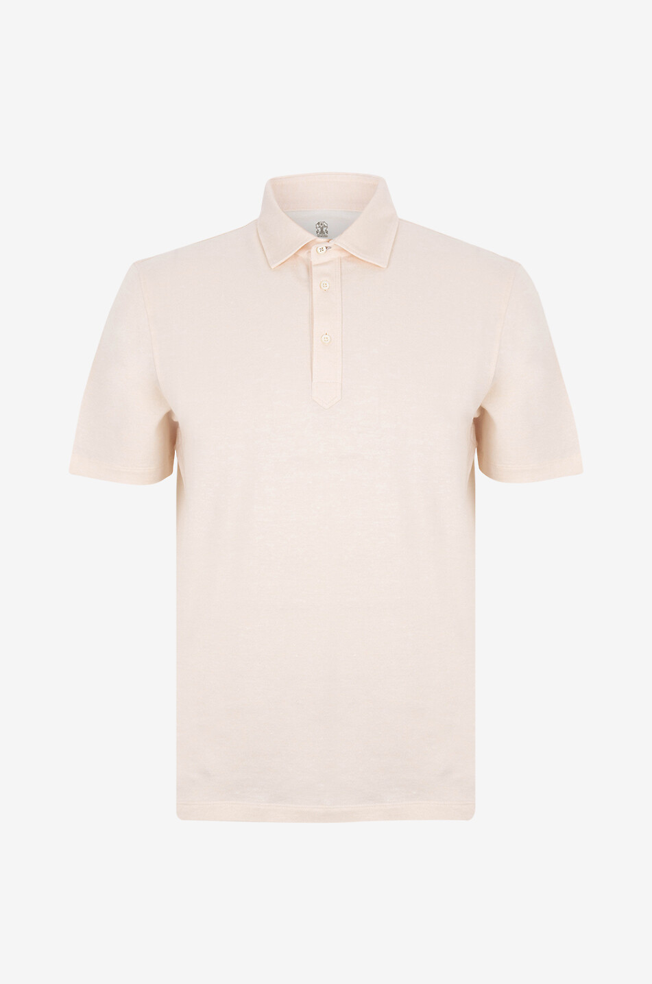 Baumwoll- und Leinenjersey-Polohemd mit italienischem Kragen